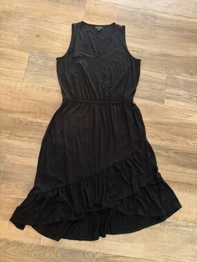 J. Jill Black Sleeveless High-Low Ruffle Dress Wearever Collection